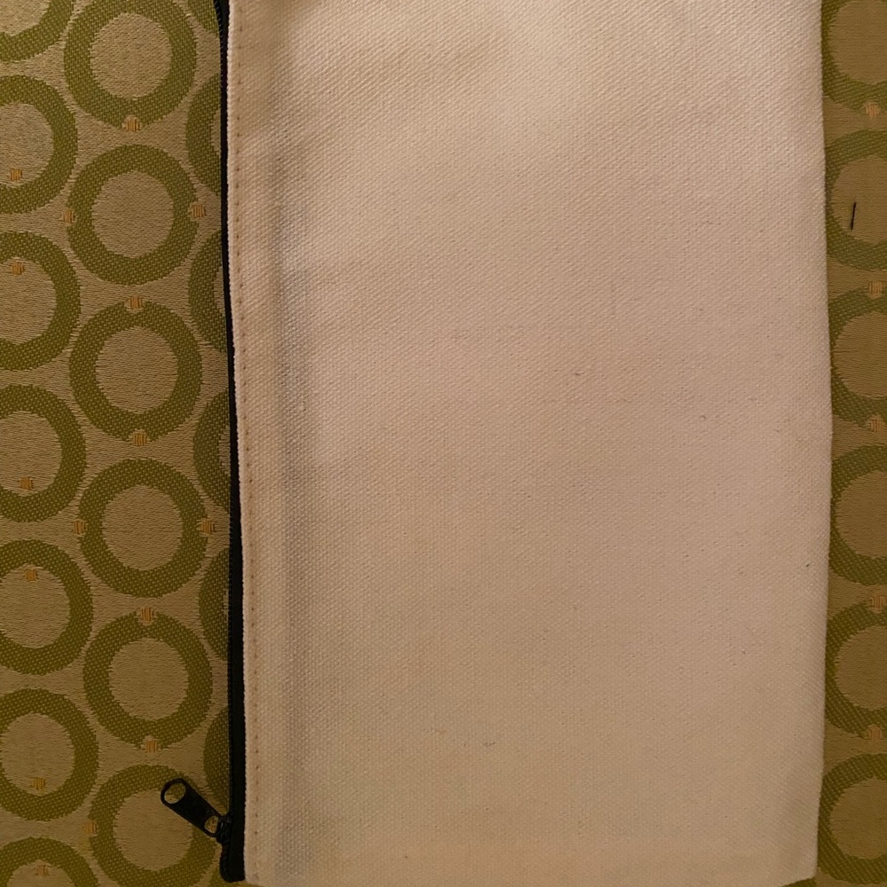 Cream and black canvas cosmetics pouch - Picture 3 of 3